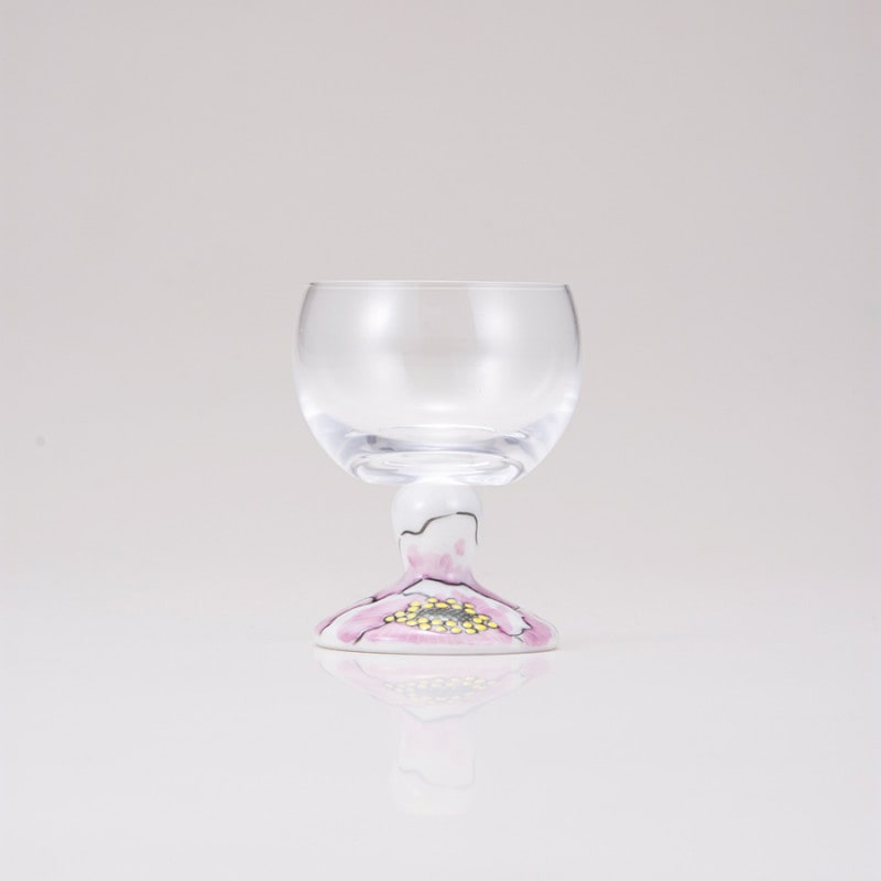 馬上グラス（無地）富貴文ピンク