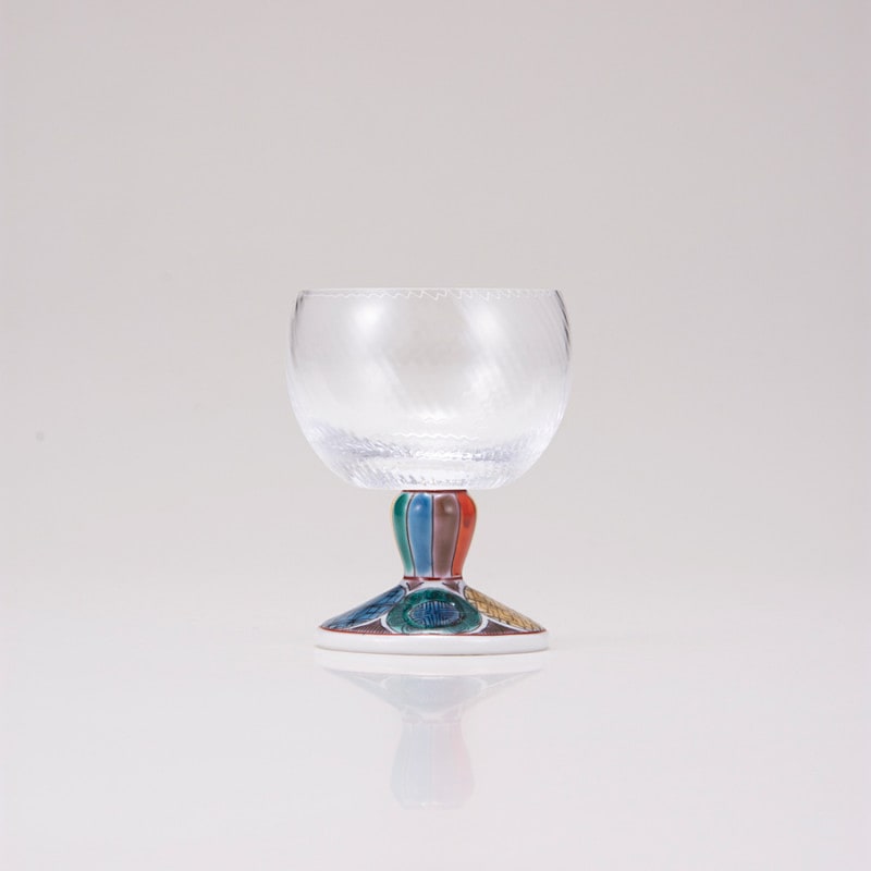 馬上グラス（斜）古九谷丸文