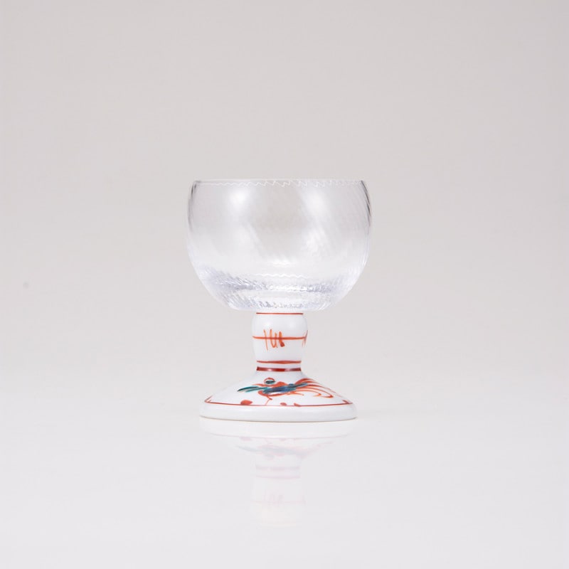 馬上グラス（斜）赤絵鳥文