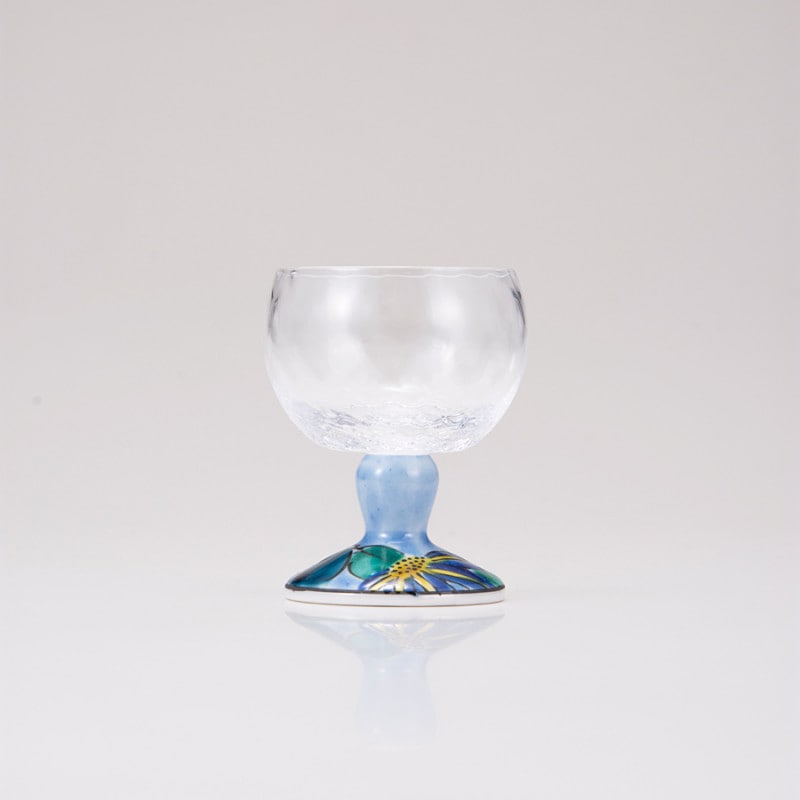 【限定商品】馬上グラス（格子）鉄仙ブルー