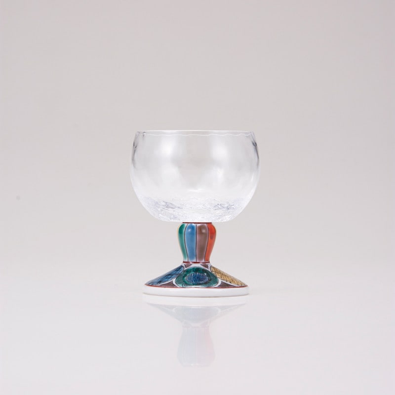 馬上グラス（格子）古九谷丸文