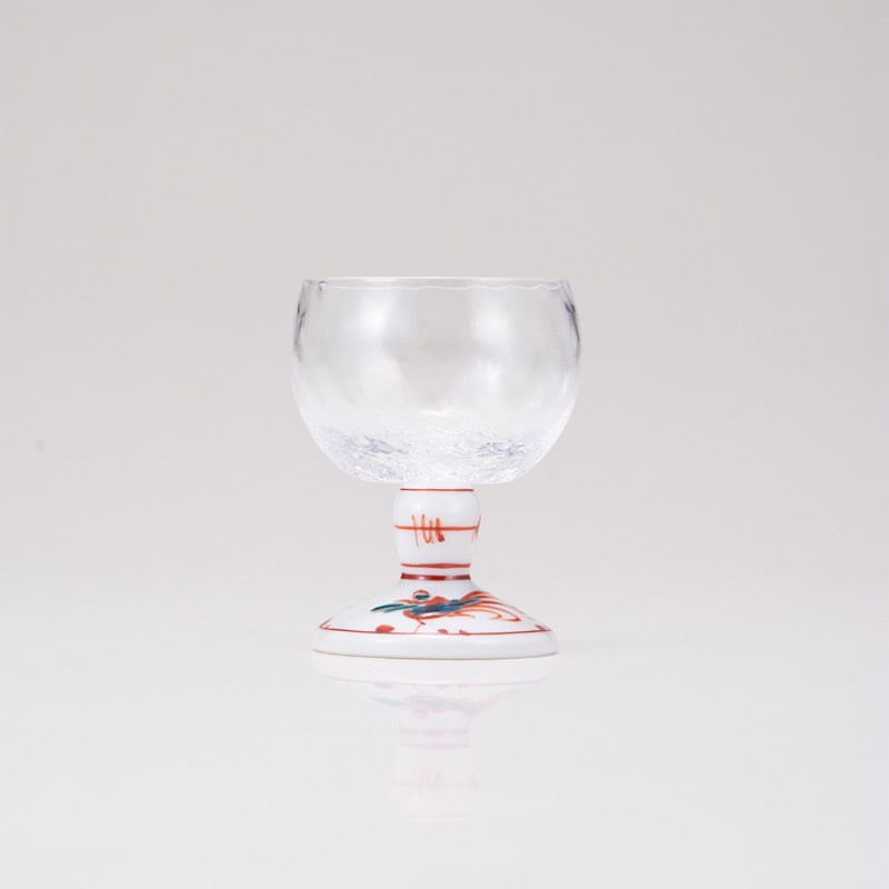 馬上グラス（格子）赤絵鳥文
