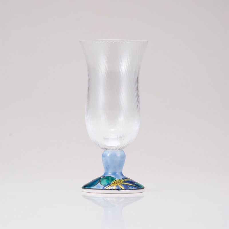 【限定商品】冷酒グラス（斜）鉄仙ブルー