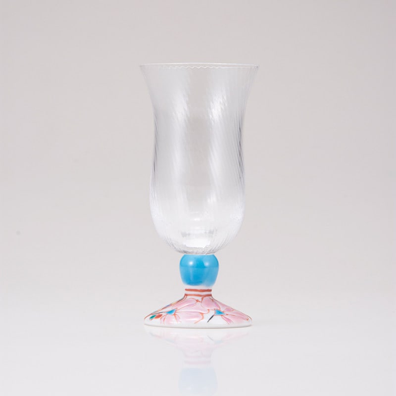 冷酒グラス（斜）花のタペストリー