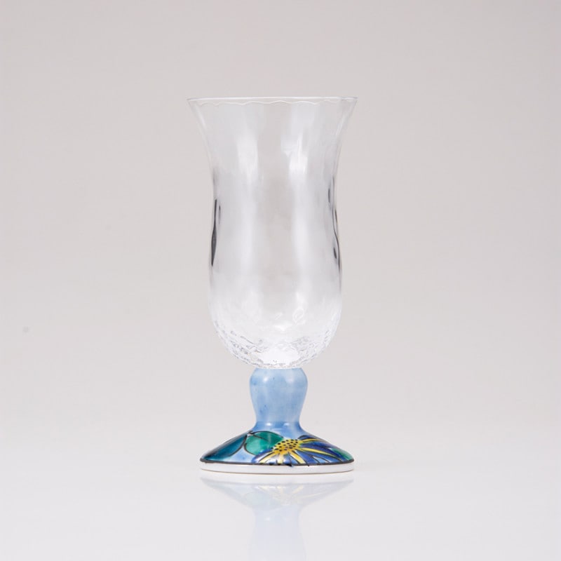 【限定商品】冷酒グラス（格子）鉄仙ブルー