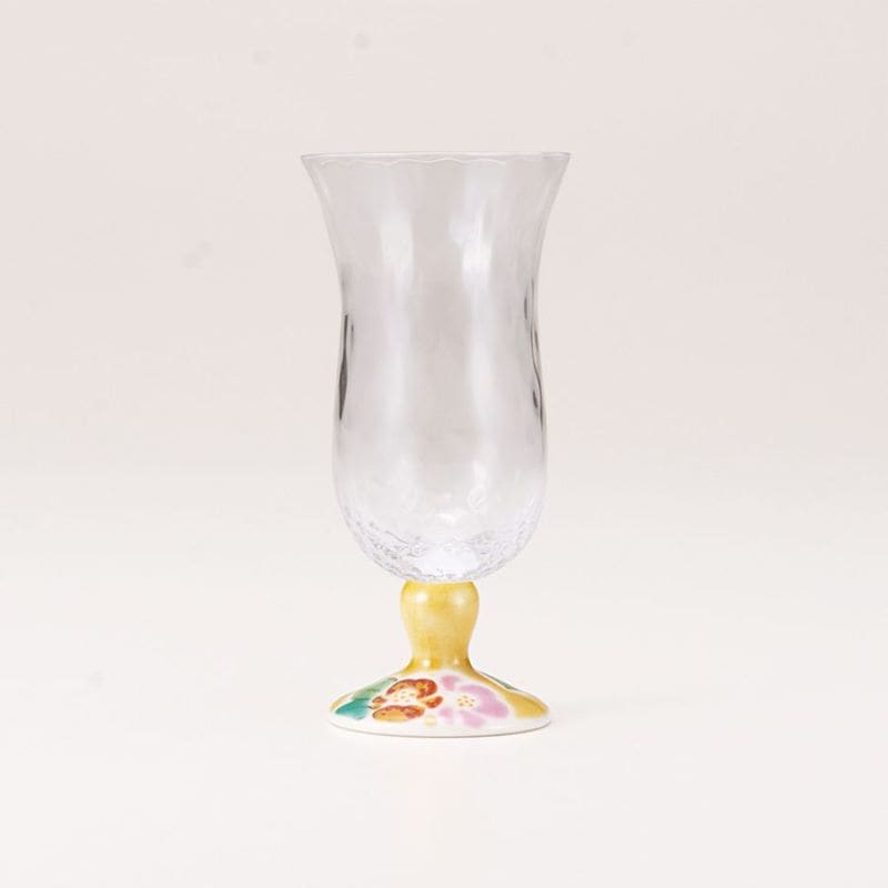 冷酒グラス（格子）山茶花アメ釉