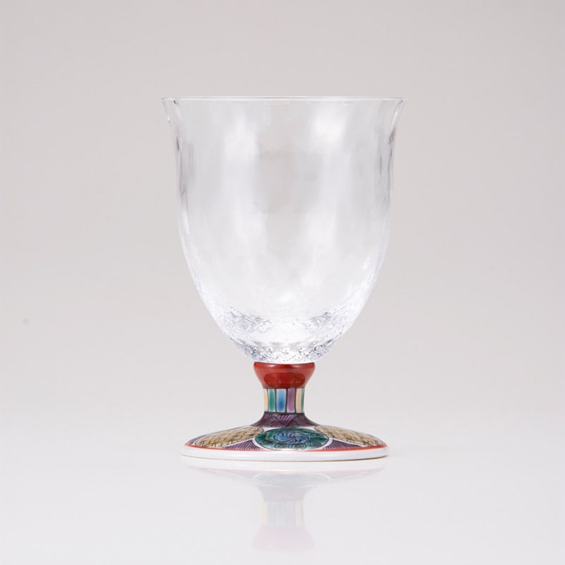 フリーグラス小（格子）古九谷丸文