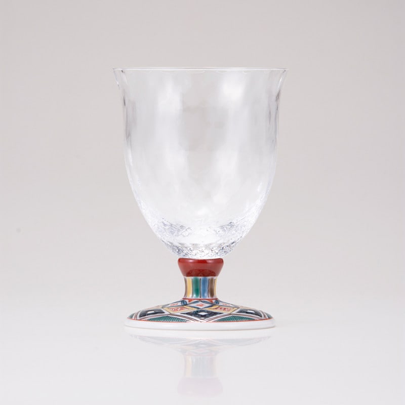 フリーグラス小（格子）古九谷菱文