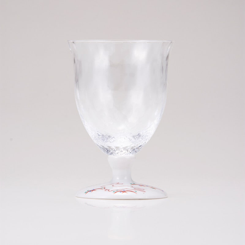 フリーグラス小（格子）うさぎ文レッド