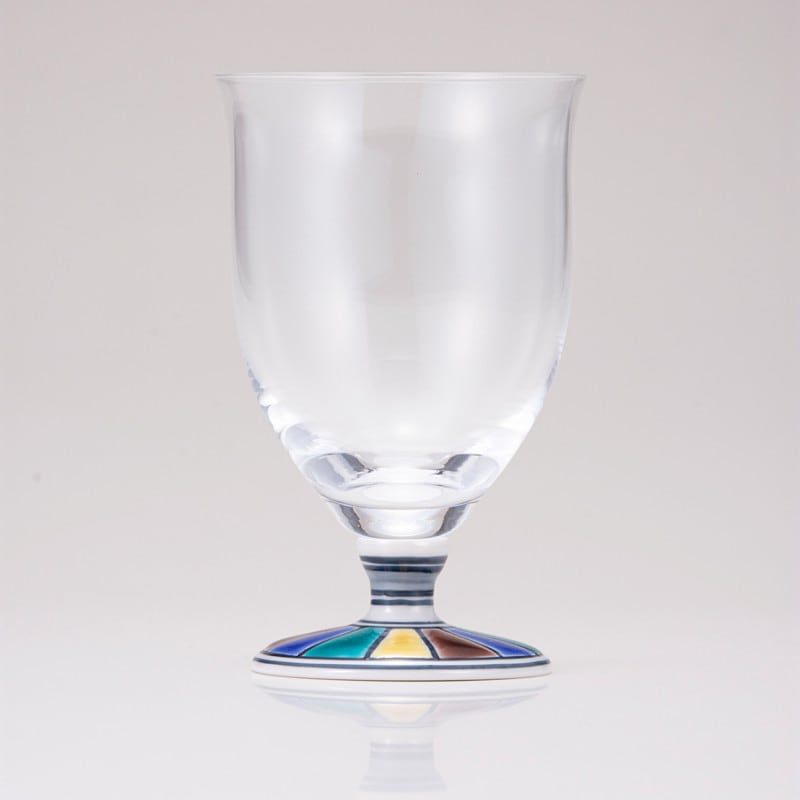 フリーグラス中（無地）色絵十草文ブルー