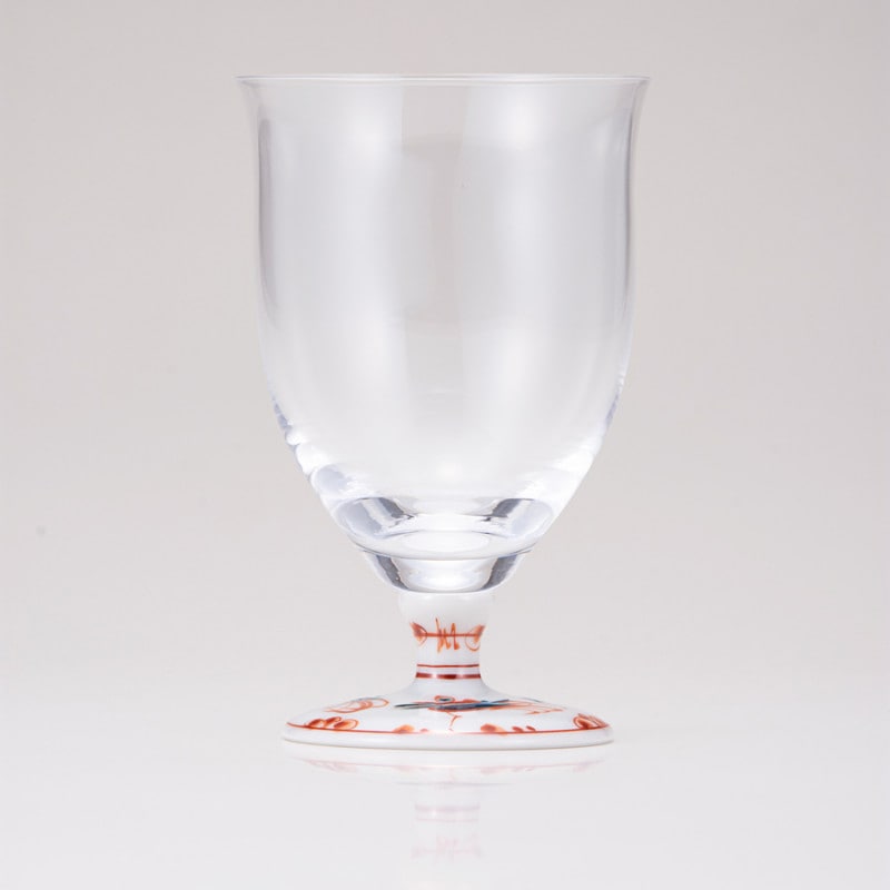 フリーグラス中（無地）赤絵鳥文