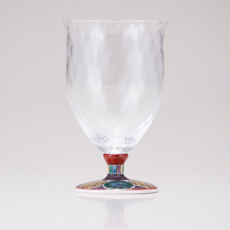 フリーグラス中（格子）古九谷丸文