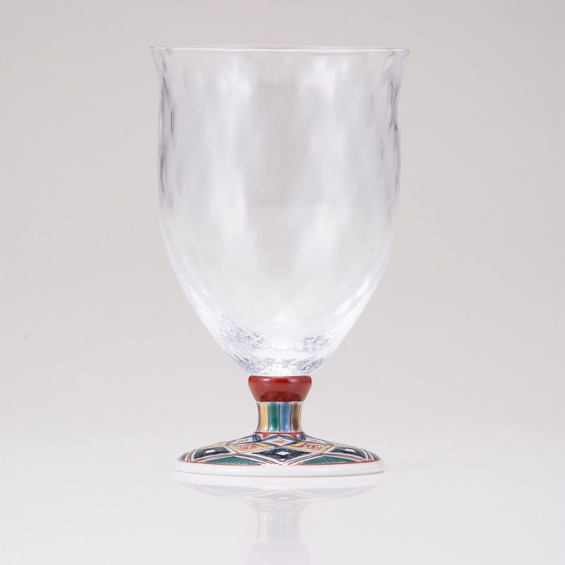 フリーグラス中（格子）古九谷菱文