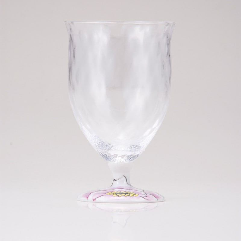 フリーグラス中（格子）富貴文ピンク