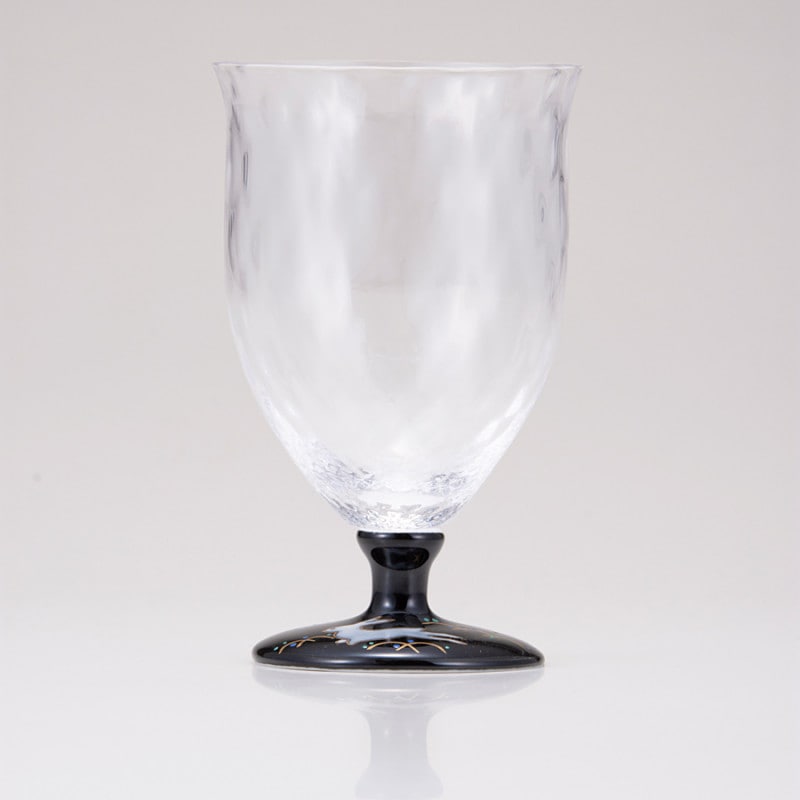 フリーグラス中（格子）うさぎ文ブラック