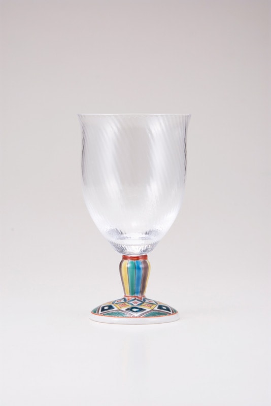 フリーグラス大（斜）古九谷菱文