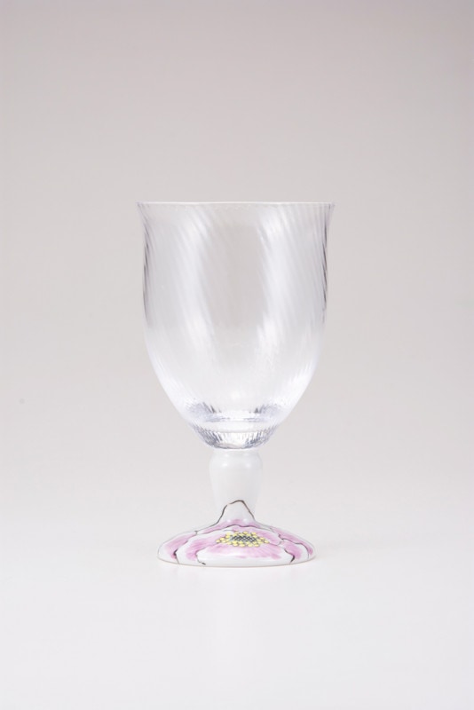 フリーグラス大（斜）富貴文ピンク