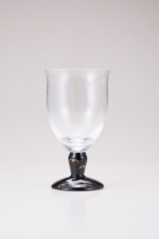 フリーグラス大（斜）うさぎ文ブラック