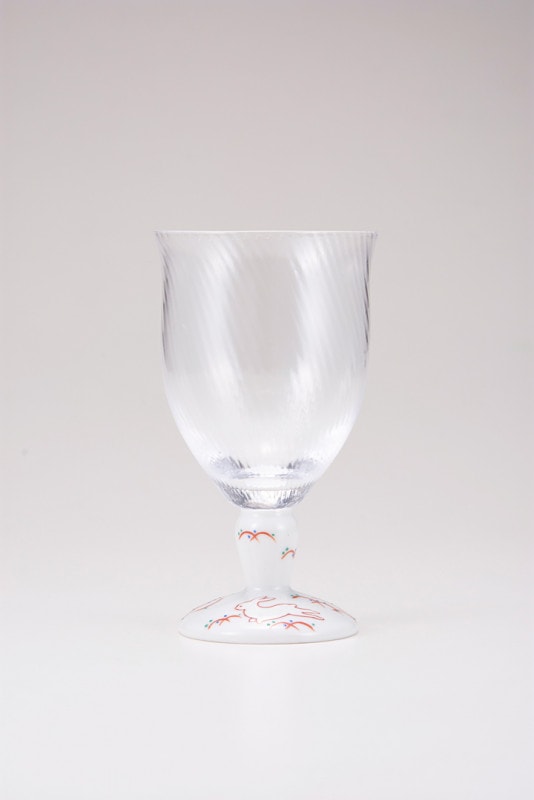 フリーグラス大（斜）うさぎ文レッド