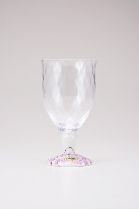 フリーグラス大（格子）富貴文ピンク