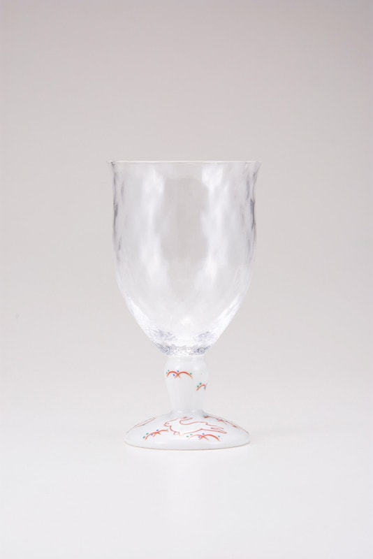 フリーグラス大（格子）うさぎ文レッド