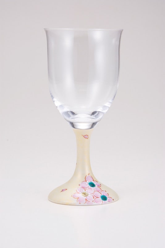 ワイングラス大（無地）さくら文ゴールド