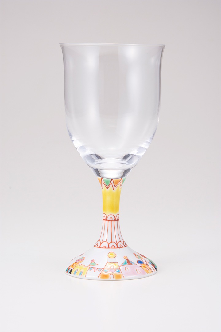 ワイングラス大（無地）街の広場 | ○絵柄から選ぶ,銀舟窯,街の