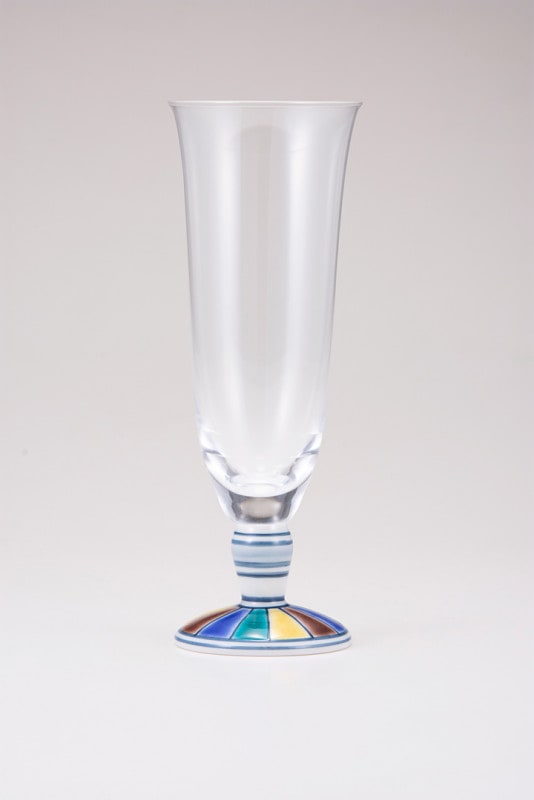 麦酒グラス（無地）色絵十草文ブルー