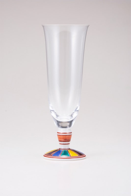 麦酒グラス（無地）色絵十草文レッド