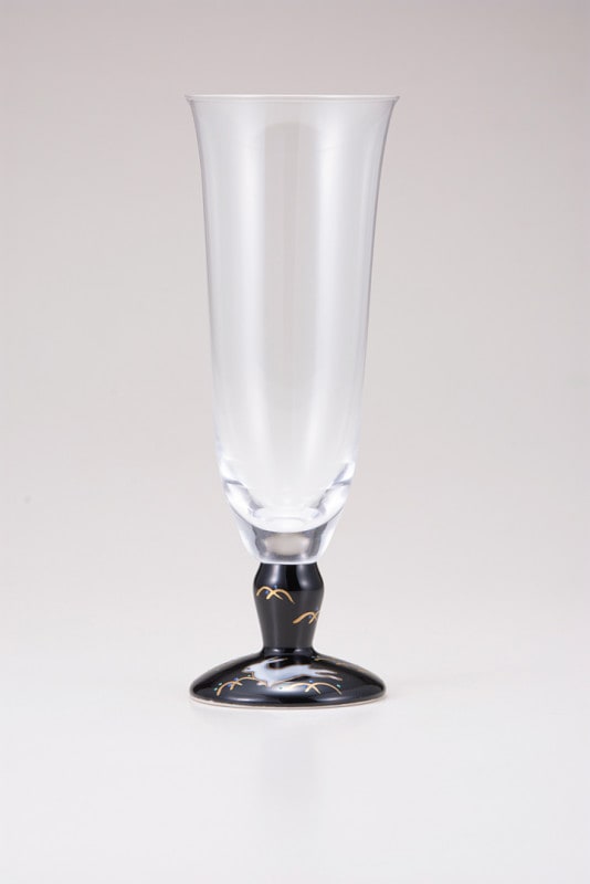 麦酒グラス（無地）うさぎ文ブラック