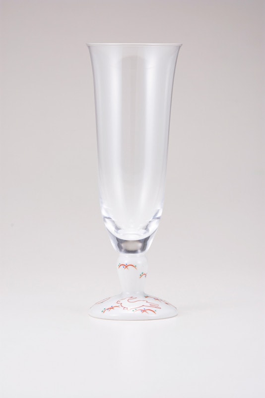 麦酒グラス（無地）うさぎ文レッド