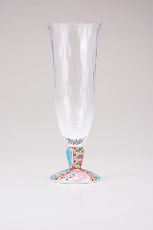 麦酒グラス（格子）花のタペストリー