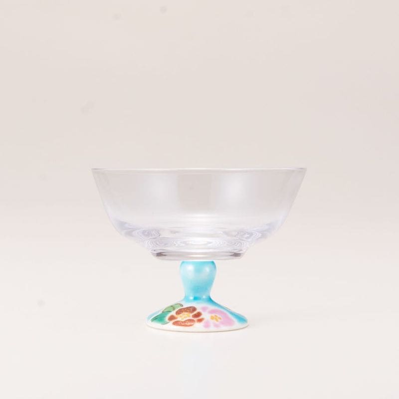 デザートグラス小（無地）山茶花ブルー