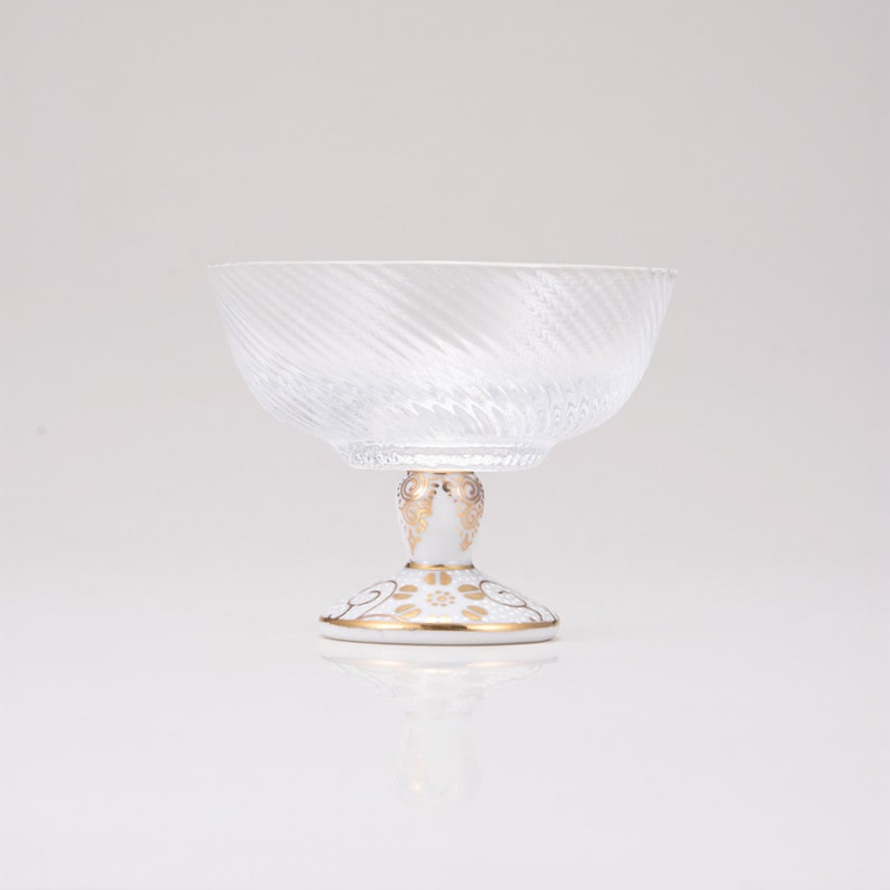 デザートグラス小（斜）白粒鉄仙