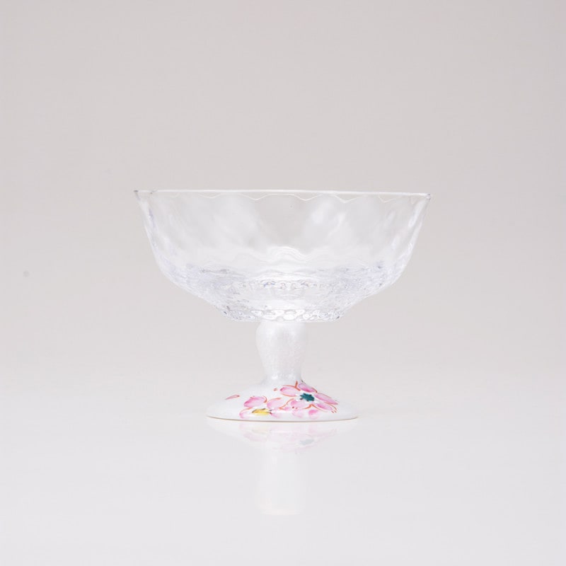 デザートグラス小（格子）さくら文シルバー