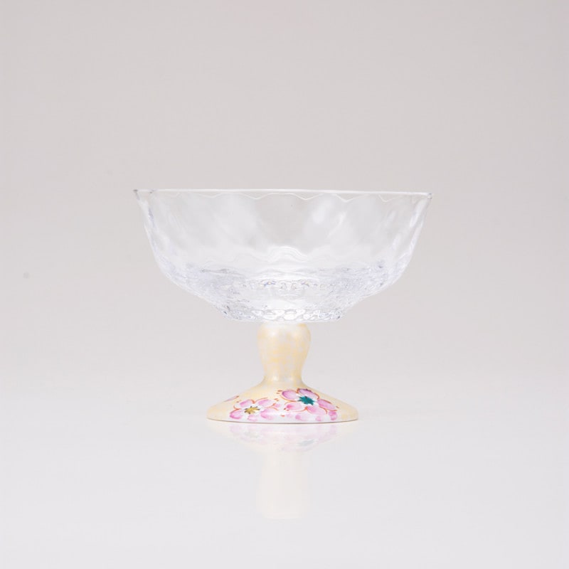 デザートグラス小（格子）さくら文ゴールド