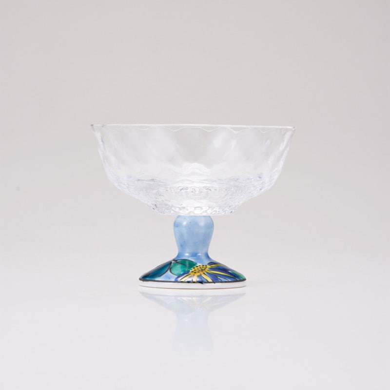 デザートグラス小（格子）鉄仙ブルー