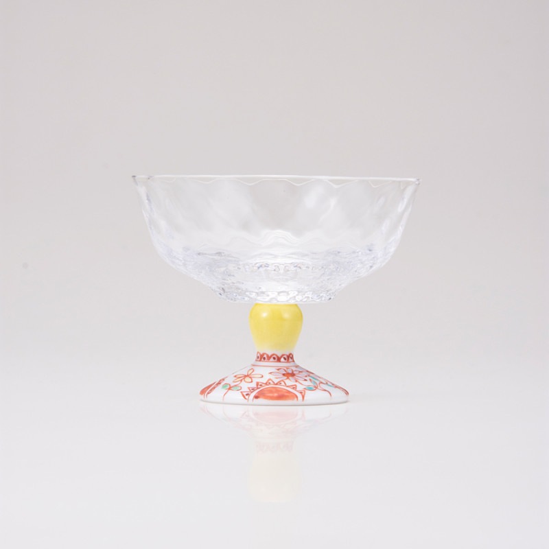 デザートグラス小（格子）フラワー