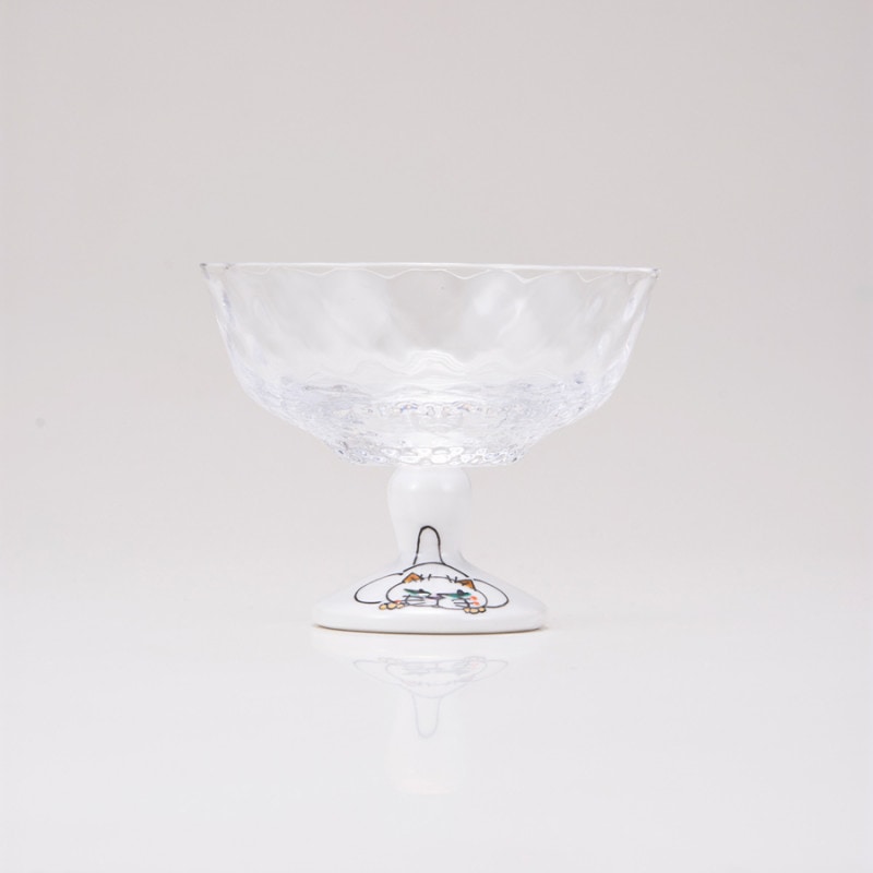 デザートグラス小（格子）ネコの休日