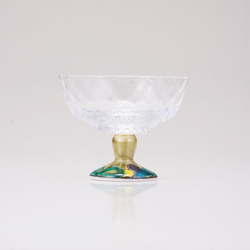 デザートグラス小（格子）ぶどうアメ釉