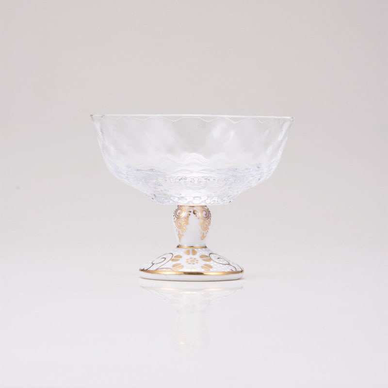 デザートグラス小（格子）白粒鉄仙