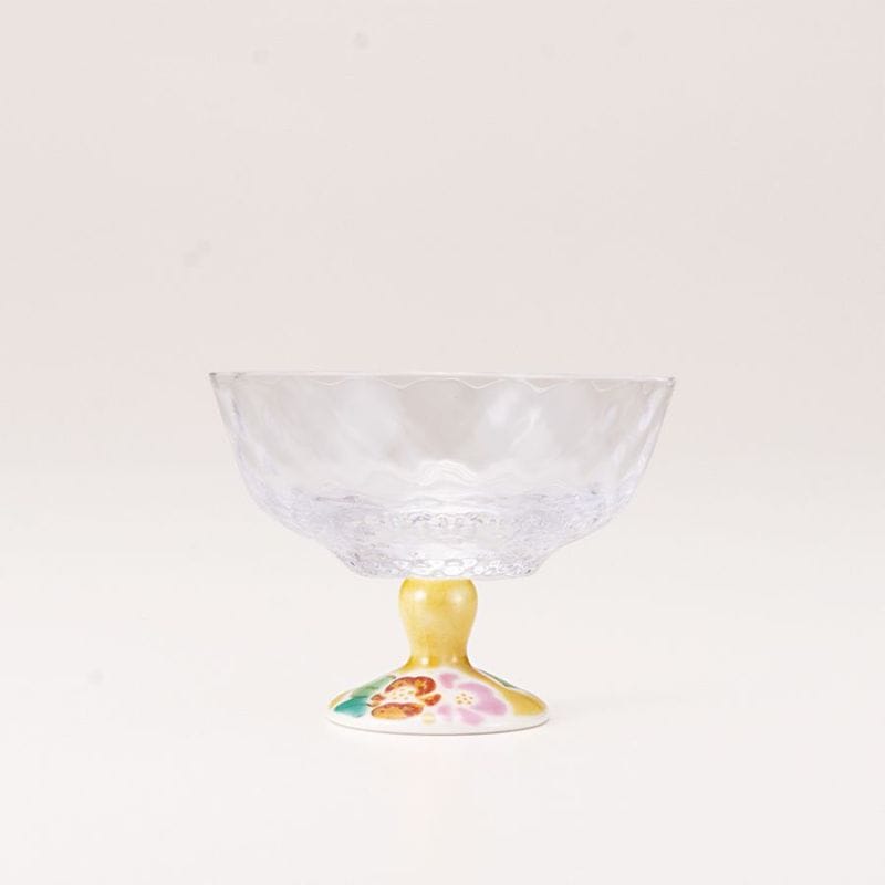 デザートグラス小（格子）山茶花アメ釉