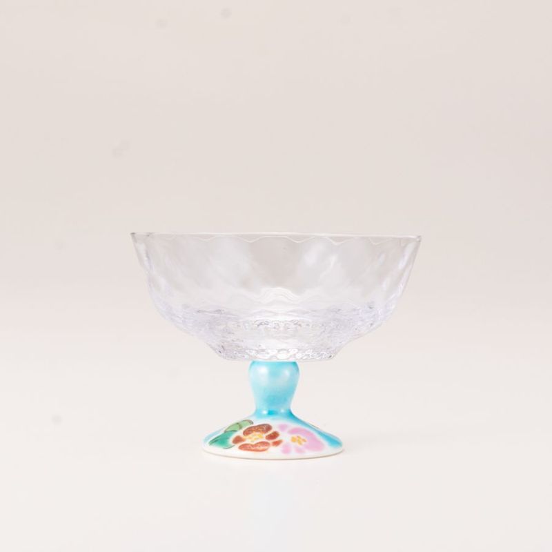 デザートグラス小（格子）山茶花ブルー