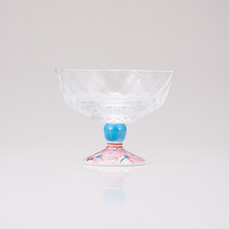 デザートグラス小（格子）花のタペストリー