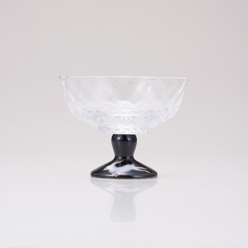 デザートグラス小（格子）うさぎ文ブラック