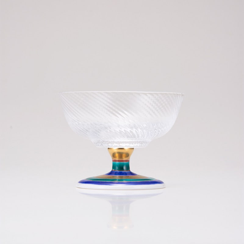 デザートグラス中（斜）こまブルー