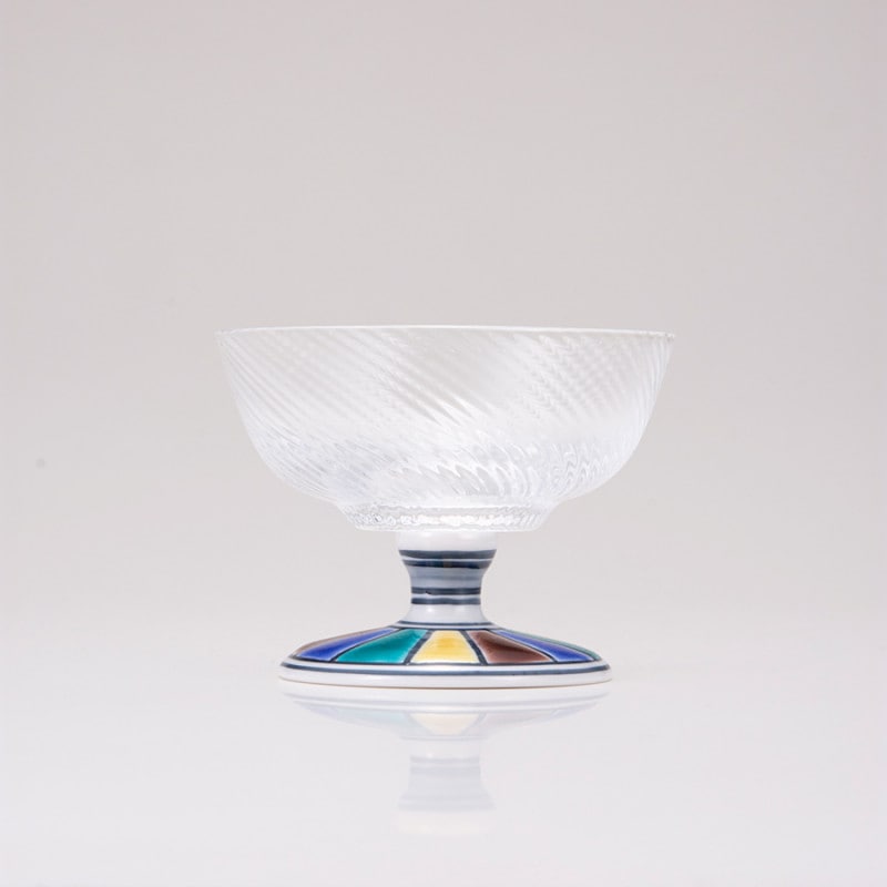 デザートグラス中（斜）色絵十草文ブルー