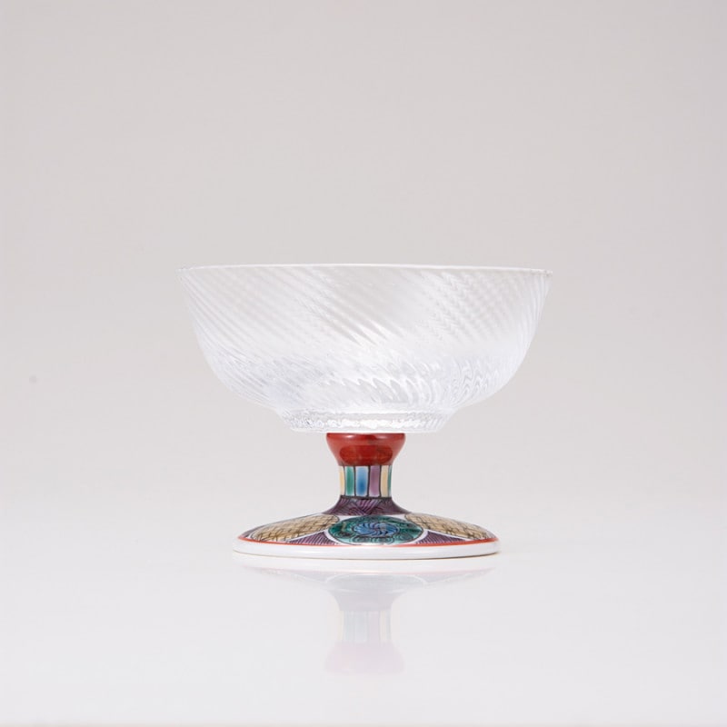 デザートグラス中（斜）古九谷丸文