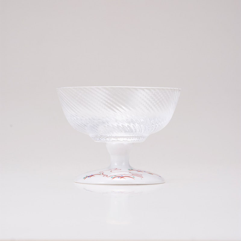 デザートグラス中（斜）うさぎ文レッド