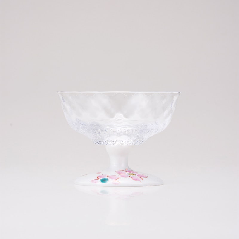 デザートグラス中（格子）さくら文シルバー